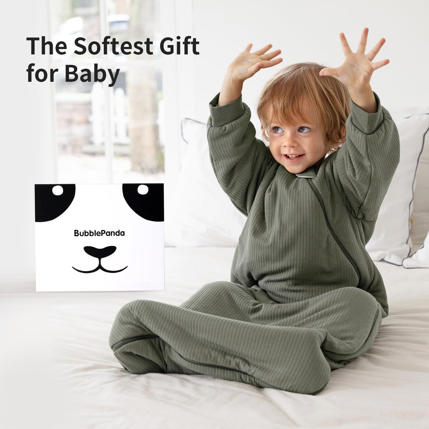 BubblePanda Rayon Made from Bamboo Sleep Sack 12-18 Months Long Sleeve Sleep Sack 1.5 Tog Supersoft Winter Baby Wearable Blanket with 2-Way Zipper Unisex Sleeping Bag for Babies Toddler