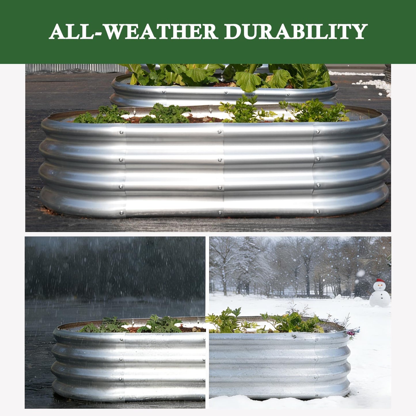 Tramull 4x2x1 ft Galvanized Raised Garden Bed Outdoor, 4-Pack 12" Tall Metal Planter Boxes for Planting Vegetables, Flowers, Herbs, Tomato - Corrugated Rust-Resistant Elevated Garden Beds Kit, Silver