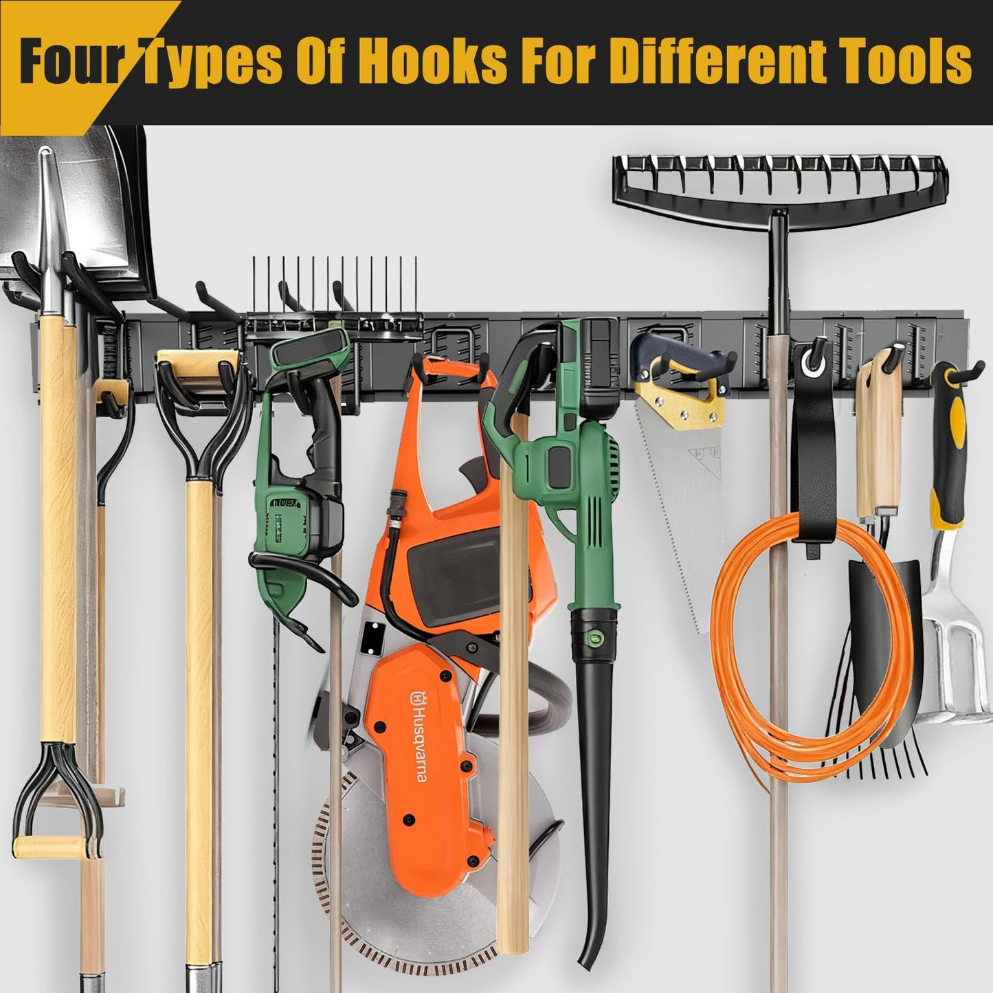KOFANI Heavy Duty Garage Wall Organizer with 700LB Capacity, 48Inch Garage Tool Organizer Wall Mount and Garden Tool Organizer with Adjustable Tool Rack for Garage Shed Yard Storage