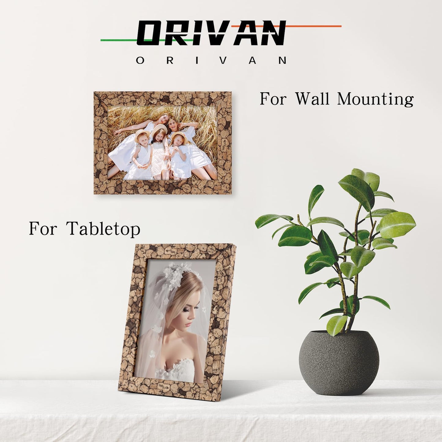 ORIVAN 4x6 Picture Frame Display 4x6 Picture Stone Brown Photo Frame for Wall and Tabletop Decoration