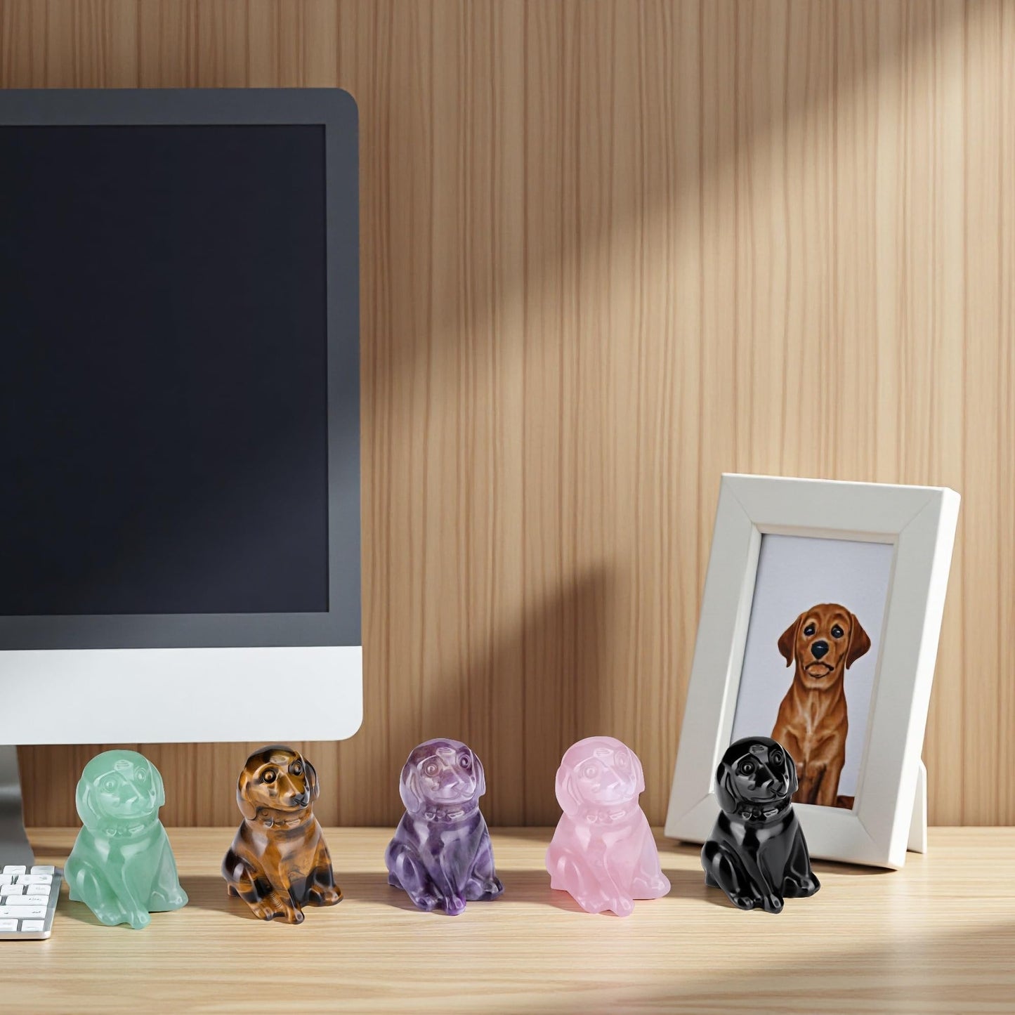 CrystalTears Green Aventurine Crystal Dog Ornament, Cute Dogs Gifts for Women Dog Lovers Men Christmas, 1.5” Lucky Healing Gemstone Labrador Dogs Puppy Figurine Statue for Home Office Desk Decor