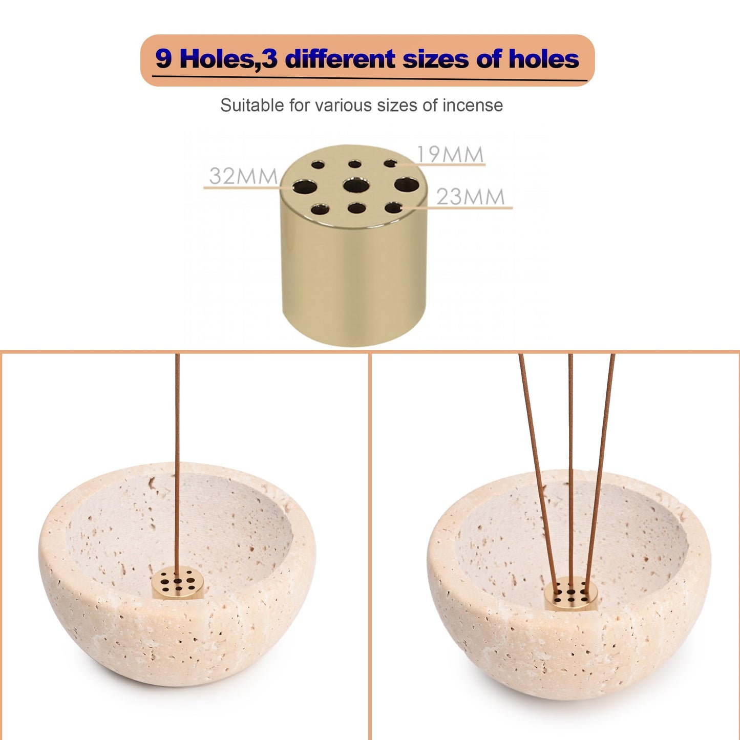 SHICANGSHIYE Incense Holder for Sticks and Cones - Handcrafted Limestone Incense Burner and Ash Catcher, Modern Stone Holder for Aromatherapy, Meditation, and Japanese Incense