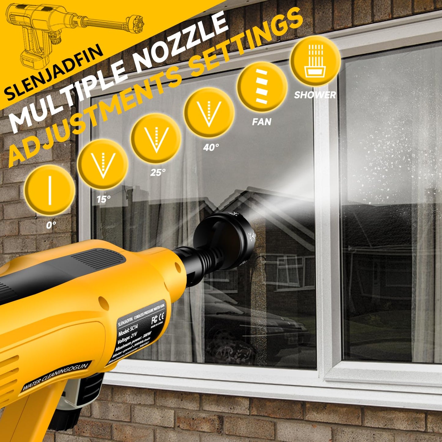Cordless Portable Washer Compatible with Dewalt 20V Battery, 700 PSI Portable Handheld Cleaning Tool with Brushless Motor, 6-in-1 Nozzle, 4 Level Adjustable for Car Floor Fence Wall (Tool only)