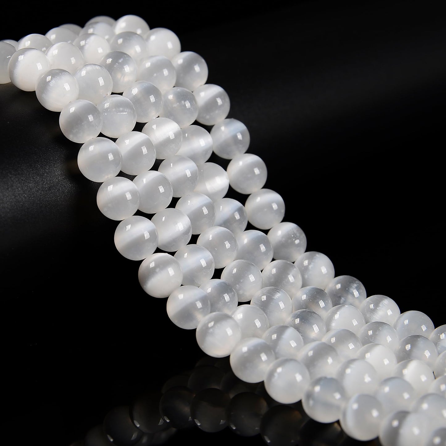 65Pcs 6mm Natural White Selenite Smooth Round Beads Loose Real Stone Beads Gemstone Genuine for DIY Hand Made Craft Jewelry Bracelet Earring Necklace String Making Energy Healing Power