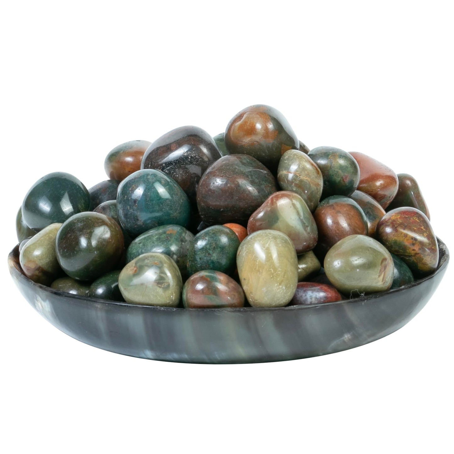 "Crocon 1LB Fancy Bloodstone Tumbles Stones and Crystals Bulk 2000+ Carats Natural Crystal Kit for Reiki Healing Crystal Polished, Tumble Stones, Chakra Balancing, Gift, Home Decor Size : 20-25 mm "