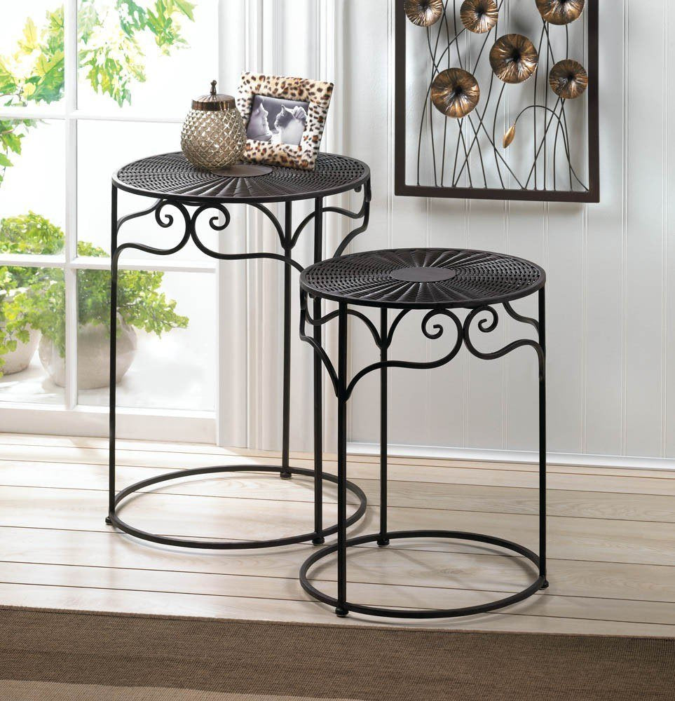 Home Locomotion Umber Wicker Round Nesting Tables