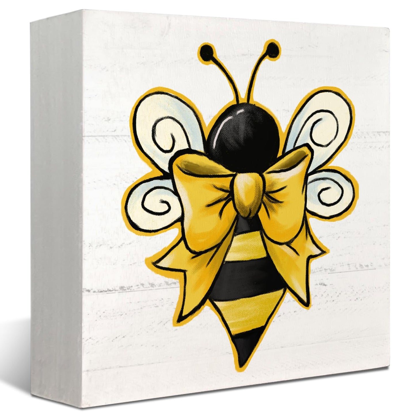 XYDEG Rustic Wooden Bee House Sign Decor, Honey Bee Bumblebee Farmhouse Plaque Tabletop Tiered Tray Summer Decor for Home & Office