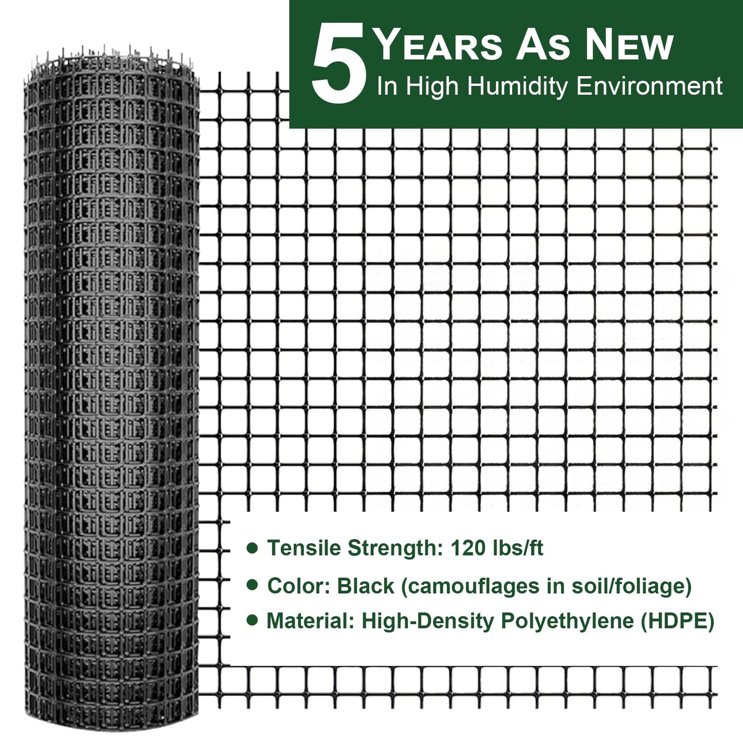 DOLEMODUO Heavy Duty Plastic Fence Roll 39" x 50' - 0.8x0.8 Inch Chicken Wire Mesh, Reusable Fencing for Garden, Rabbit/Poultry Protection, Balcony & Plant Defense (Black)