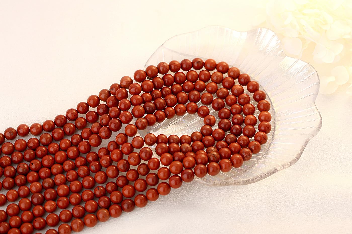 QINJIEJIE 100PCS Red Jasper Beads 8mm Natural Stone Beads Round Loose Gemstone Bead for Bracelet Beading Crystal Jewelry Making DIY Necklace Earrings 0.32"