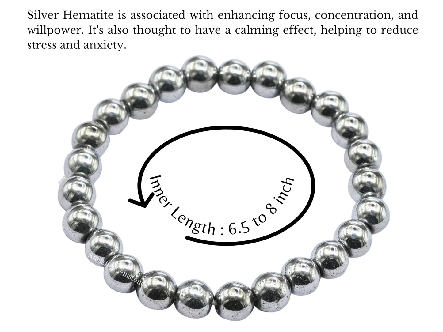 Amazing Gemstone Crystal Bracelet for Women Men's Gifts - Protection Healing Crystal Bracelet - 8mm Gemstone Beaded Stretchable Bracelet Pulseras Para Hombres Mujer Stocking Stuffers Mothers Day Gift (Silver Hematite)