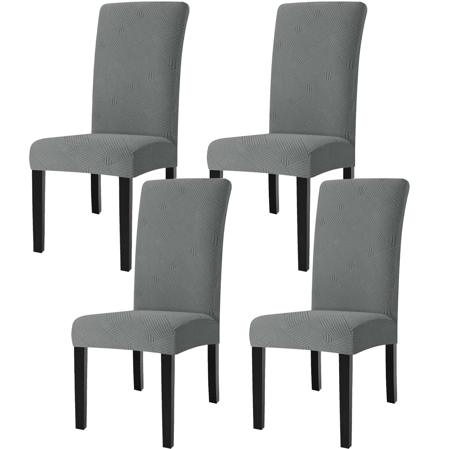 YSTELLAA Dining Chairs Cover Set of 4,Chair Covers for Dining Room Stretch Parson Chair Slipcovers Removable Washable Kitchen Chairs Seat Covers,Light Gray
