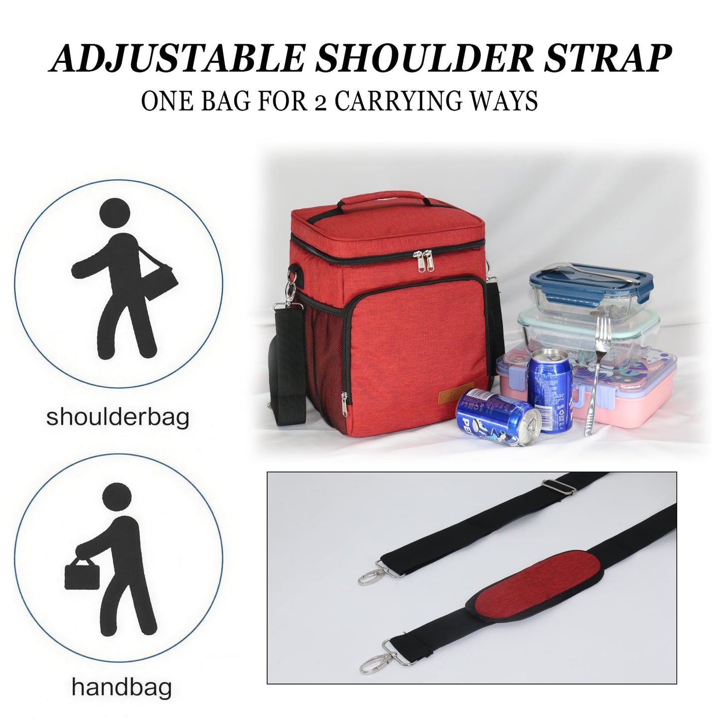 TuErcao 18 Can Small Cooler Bag, Portable Collapsible Soft Ice Chest for Beach Hiking Picnic Camping Travel Cooler for Car Road Trips, Red