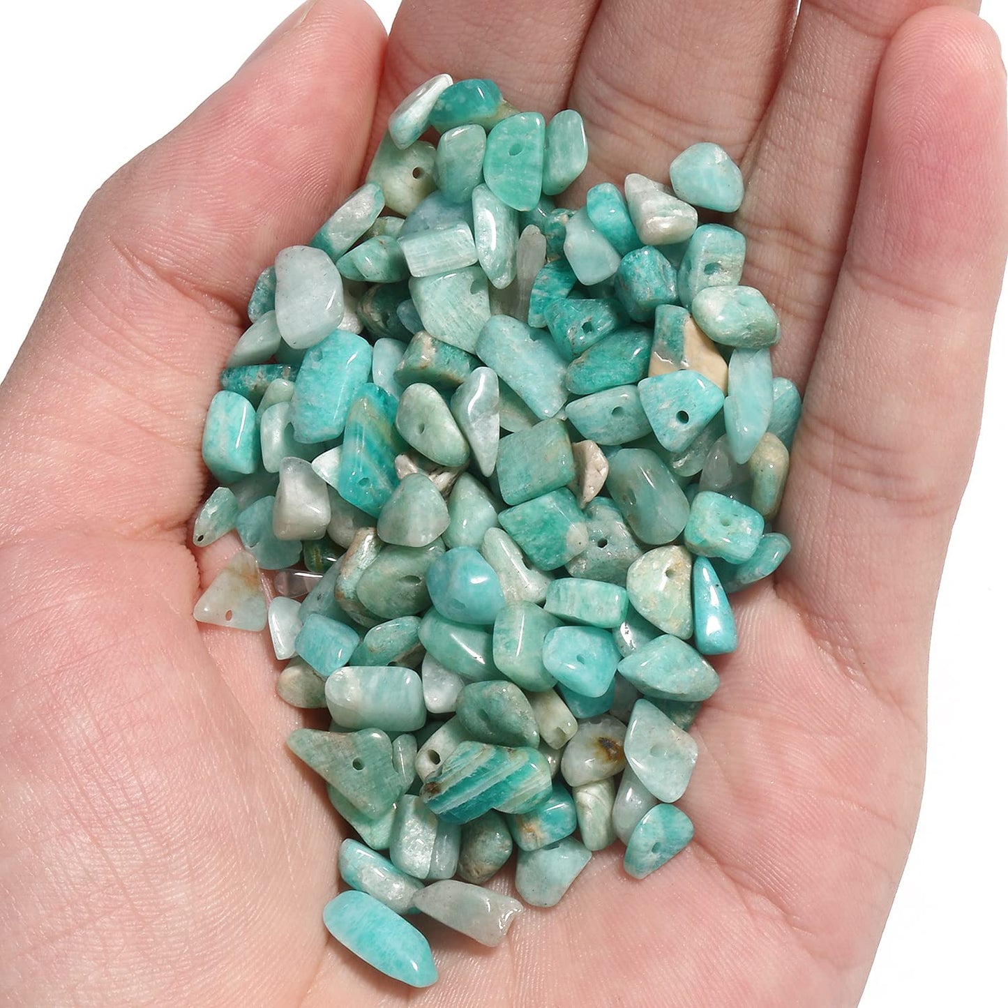 NITOPUPU 30in Amazonite Natural Chip Stone Beads 5-8mm About 230pcs, Irregular Drilled Light Blue-Green Bead for Bracelets Jewelry Making Supplies for Adults, DIY Crafts.