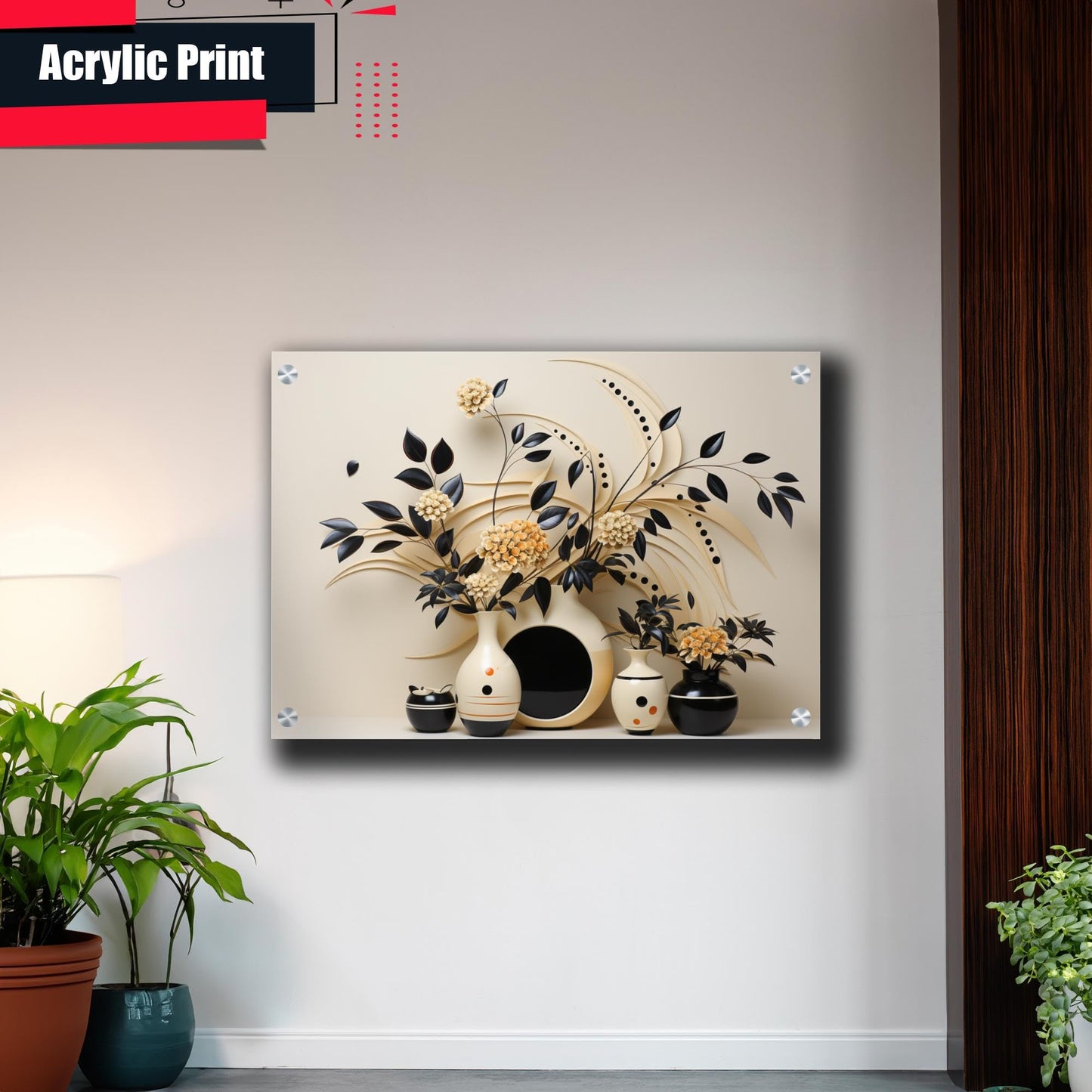 Scandinavian Folk Art, Black and Beige Abstract Botanical Wall Art for Scandinavian Home Decor, poster Prints, Wall Decor