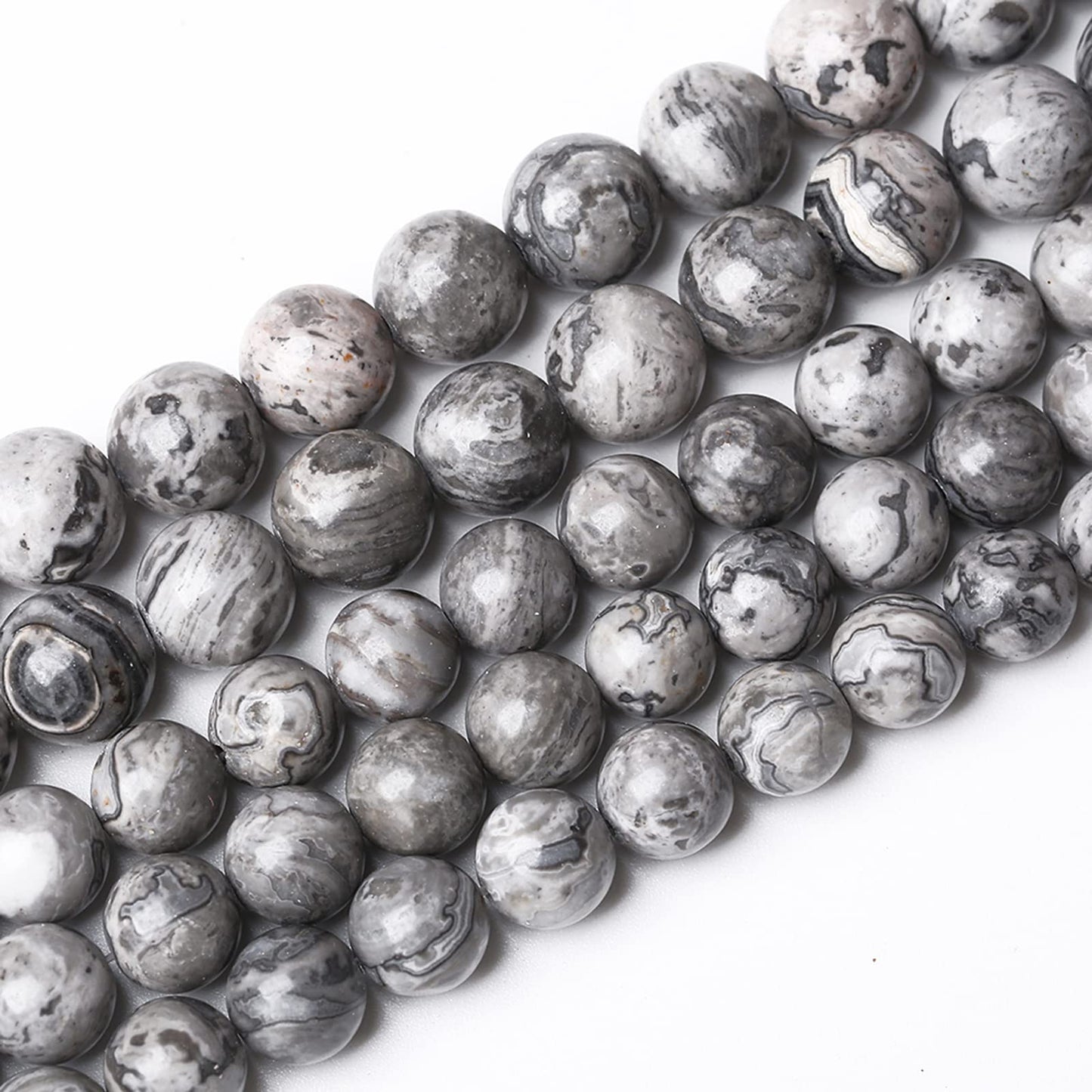 A+ Natural Map Jasper Gemstone Beads Gray Energy Stone Healing Power for Jewelry Making DIY Bracelet 8mm 45pcs