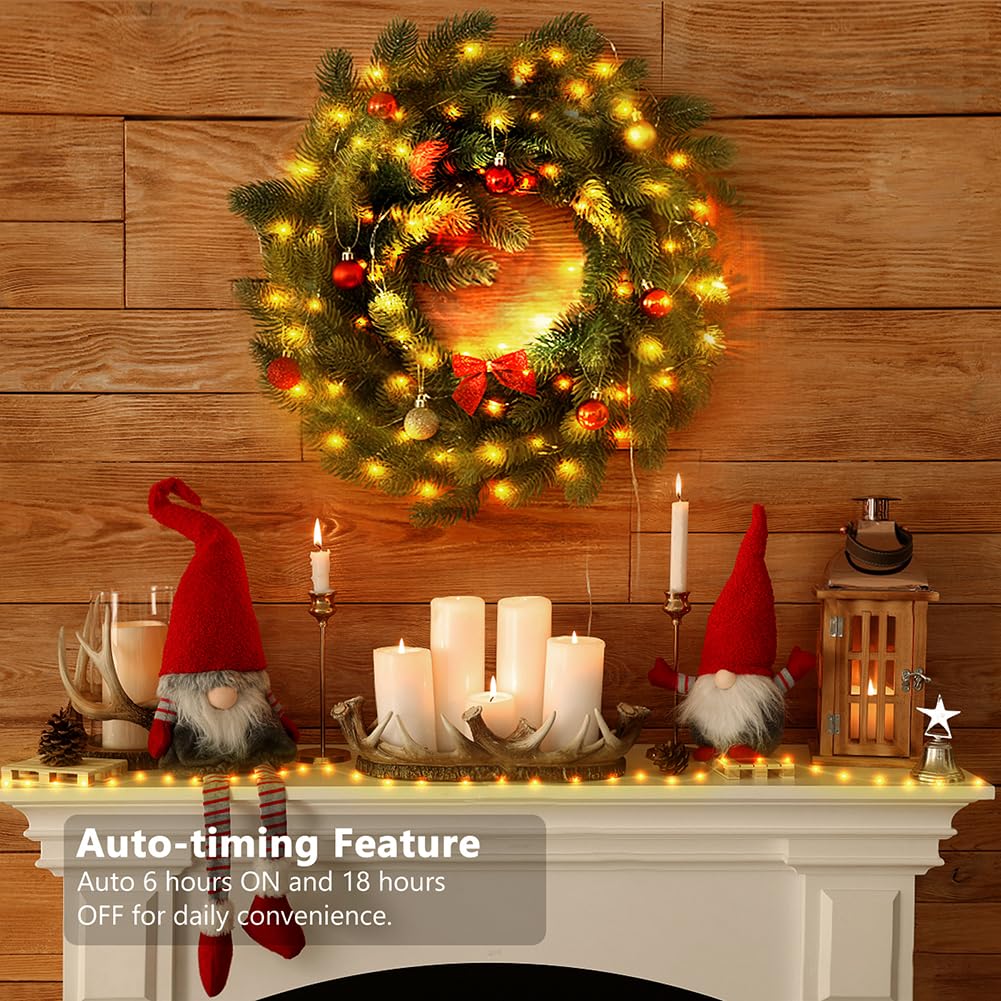 4 Pack - 16.5ft Battery Operated String Lights, 50 LED Twinkle Fairy String Lights Battery Powered with Timer for Indoor Outdoor Christmas Trees Wreath Decoration Party Bedroom - Warm White