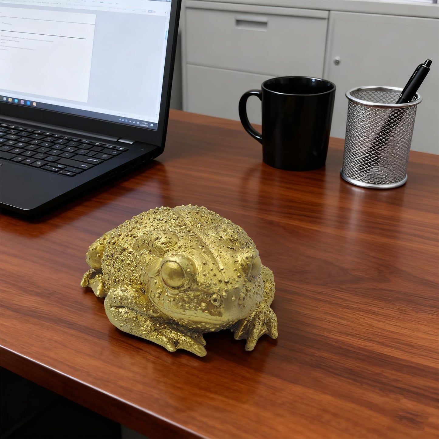 KISWIAR Gold Resin Frog Toad Sculpture, Resin Toad Figurine Wall Hanging Decor, Feng Shui Decoration for Office, Desktop and Garden (Toad)