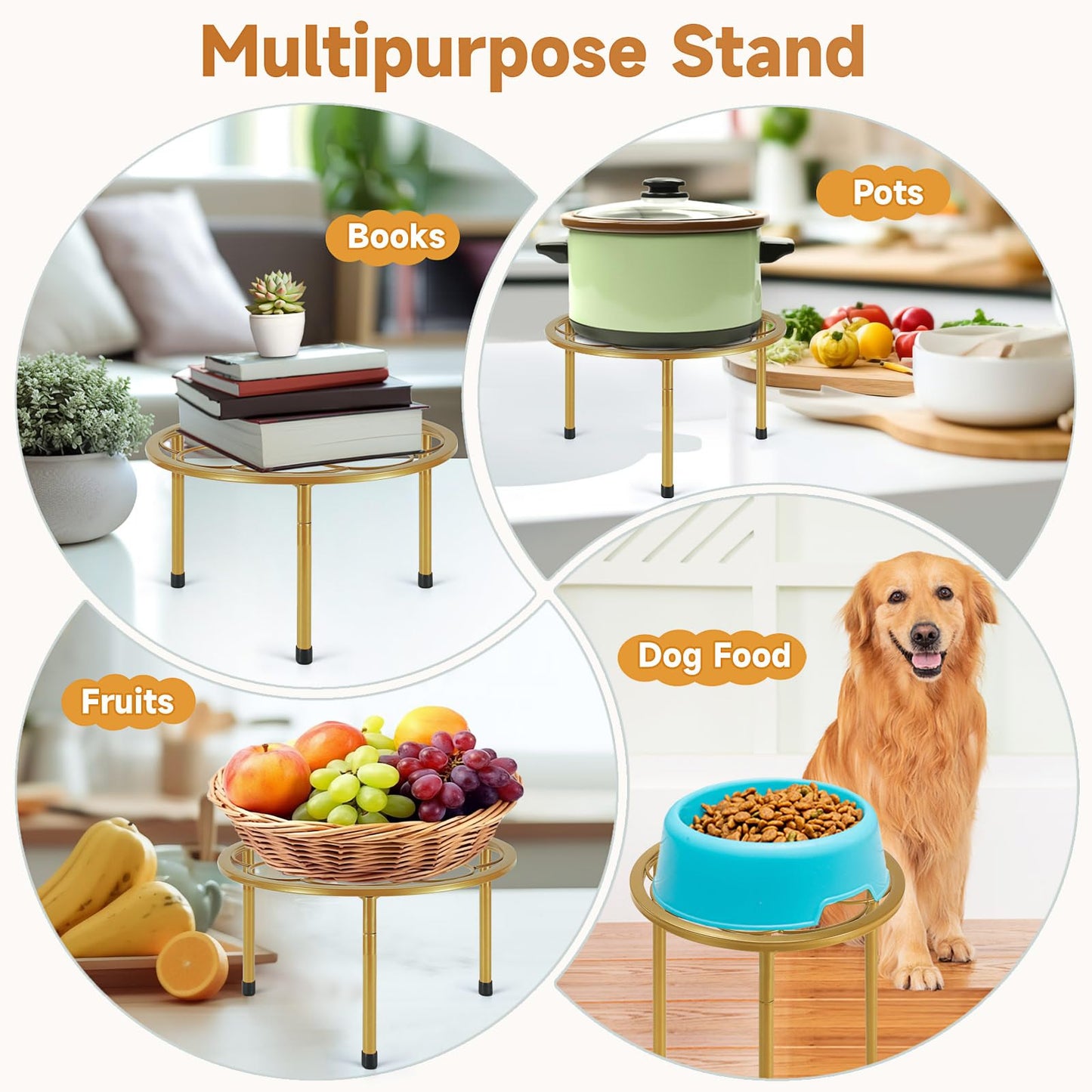 Amaoot 5 Pack Metal Plant Stand, Anti-Rust Iron Plant Stands for Indoor and Outdoor, Heavy Duty Flower Pot Stands for Multiple Plant, Black Potted Plant Holder for Garden Home (5 Pack Gold)