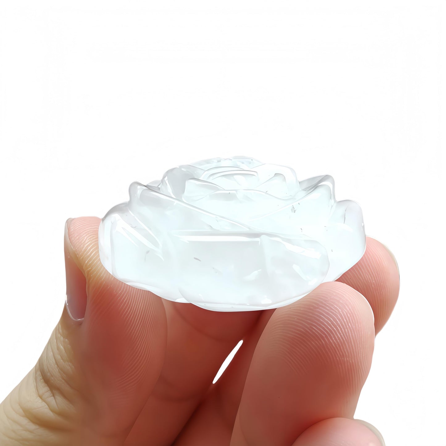 Sunshcat Natural Rock Quartz Crystal Rose Pendant,Three Dimensional Carved Healing Meditation Jewelry Crystals and Healing Stone Figurine,Suitable for DIY Jewelry Making and Valentine's Day Gift