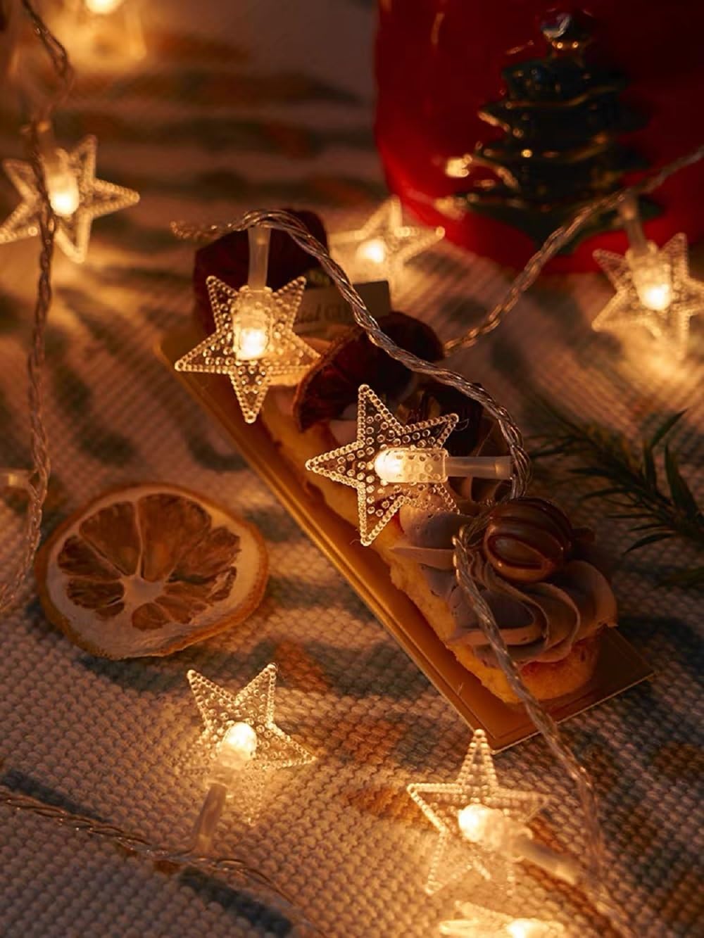 WFGGEH Star Plug in String Lights, 16ft 50 LED Plug in Star Warm White Fairy Lights for Birthday Party Holiday Christmas Home Decoration