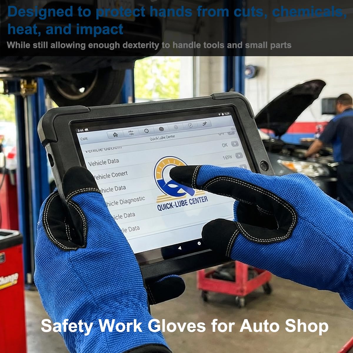NL HOME Work Gloves for Women, Durable Mechanic Gloves, Flexible Gardening, Construction & Utility Work Gloves with Touchscreen, Blue, M
