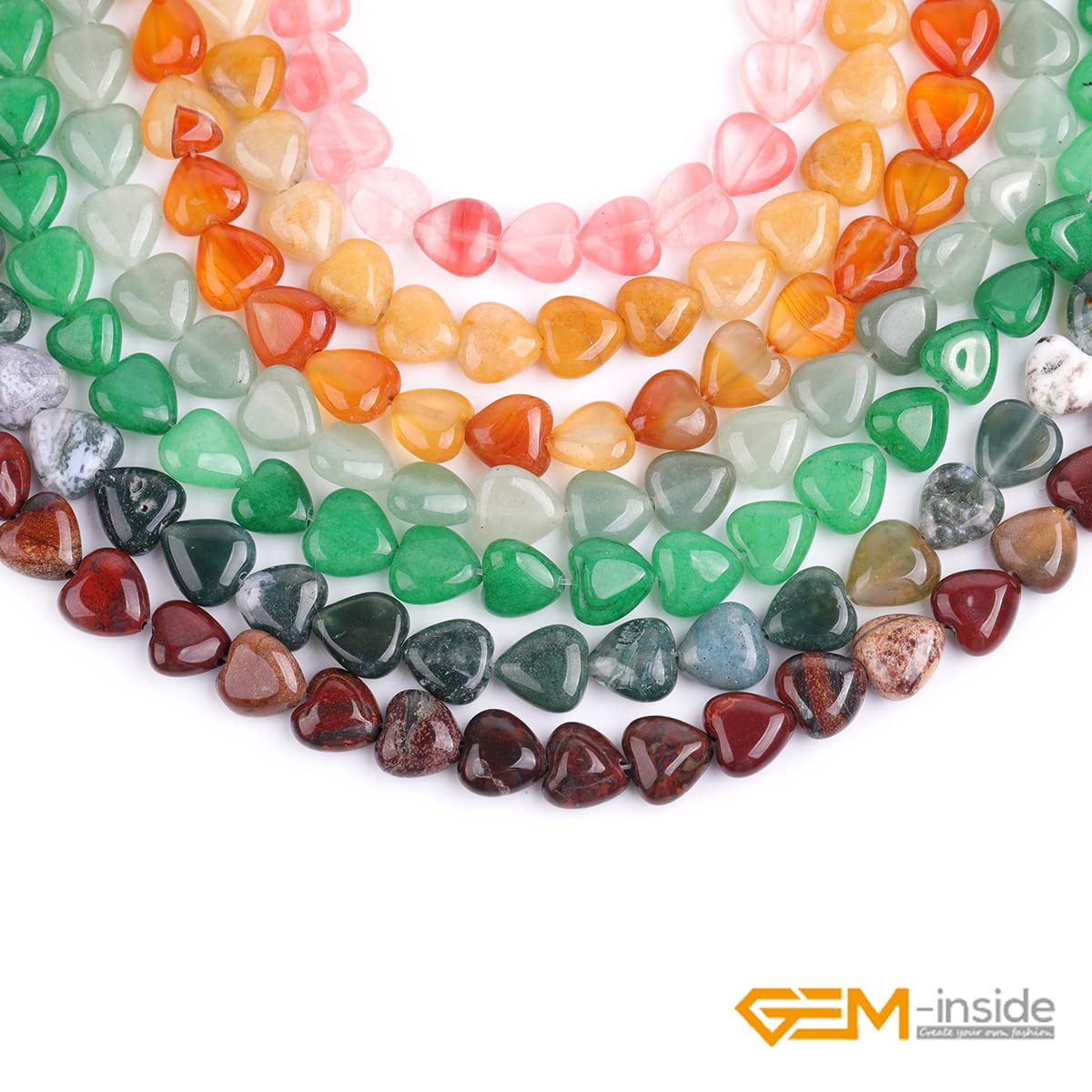 GEM-Inside 10mm Heart Charms Green Fake Malachite Beads for Jewelry Making Full 15" Strand Power Energy Healing Chakra Stone Beads