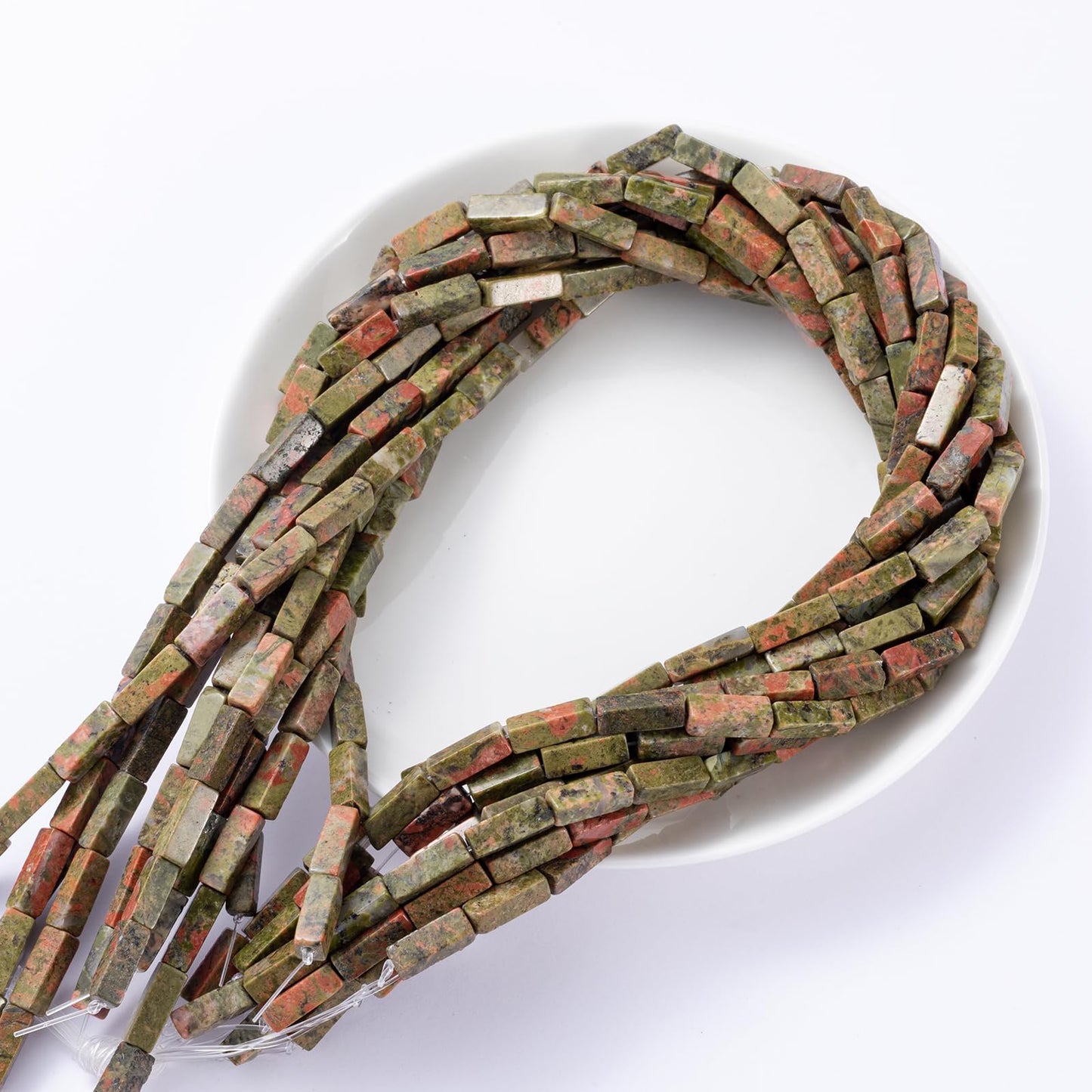 Natural Unakite Rectangle Tube Beads 4x13mm 38cm/str Loose Semi Gemstone Stone Beads for Making Bracelets Necklace Earrings