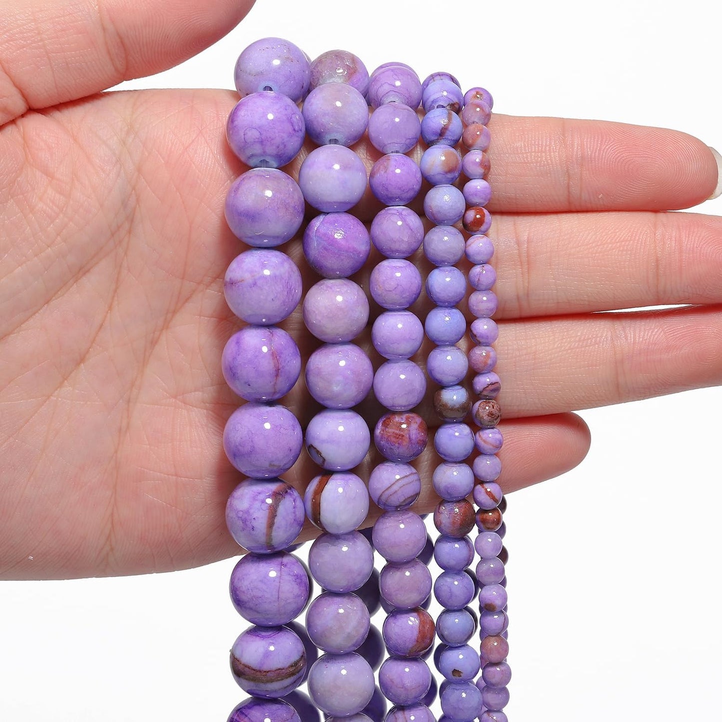 Yochus 60pcs 6mm Deep Purple Persian Jade Energy Healing Round Bulk Gemstone Beads for Jewelry Making Bracelet Necklace Earring DIY