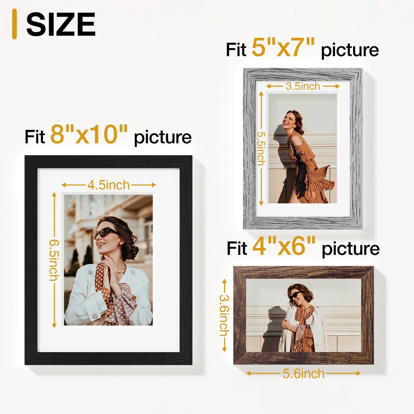 Vittanly 20 Pack Picture Frames Collage Wall Decor, Multi Sizes Including 4pcs 8x10, 8pcs 5x7 and 8pcs 4x6 Photo Frames, Gallery Frame Set for Wall or Tabletop Display, Black, Brown and Grey