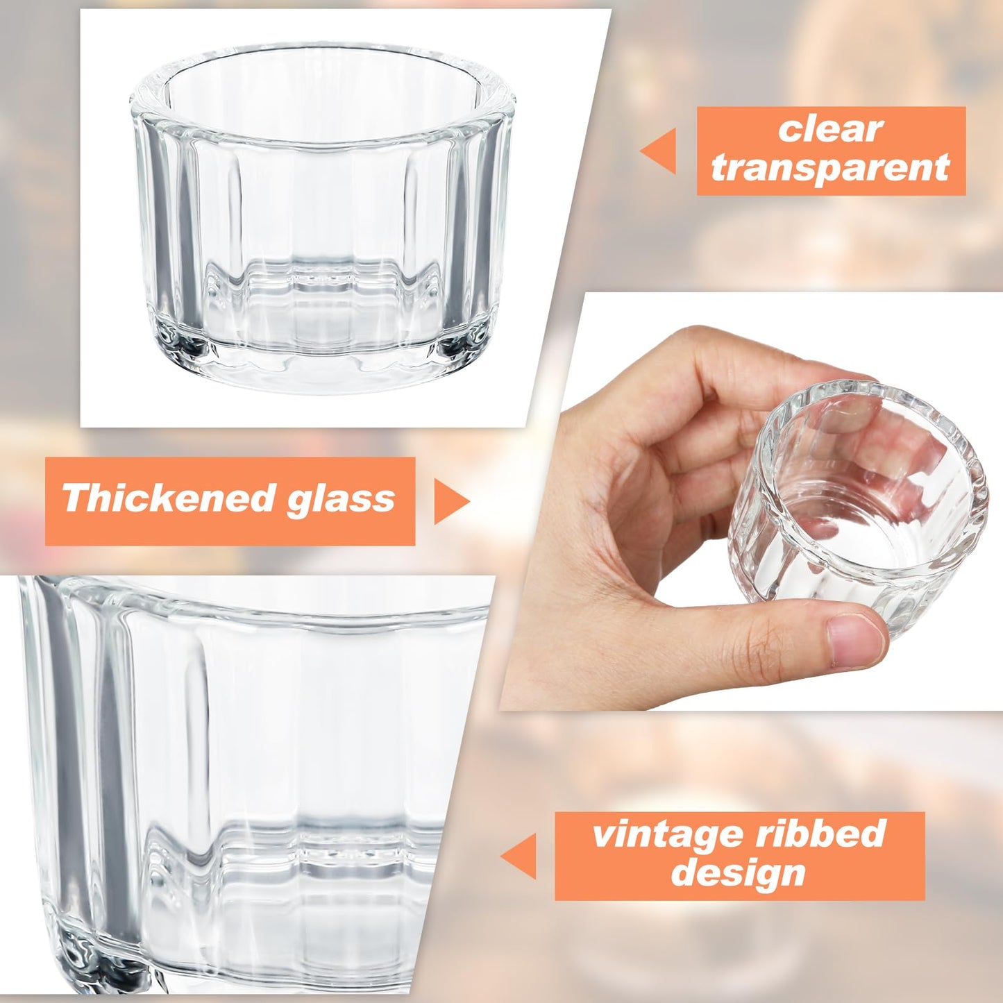 Mumufy 100 Pcs Glass Tealight Candle Holder Ribbed Votive Candle Holder for Centerpiece Wedding Proposal Spa Aromatherapy Meditation Home Decor (Clear)