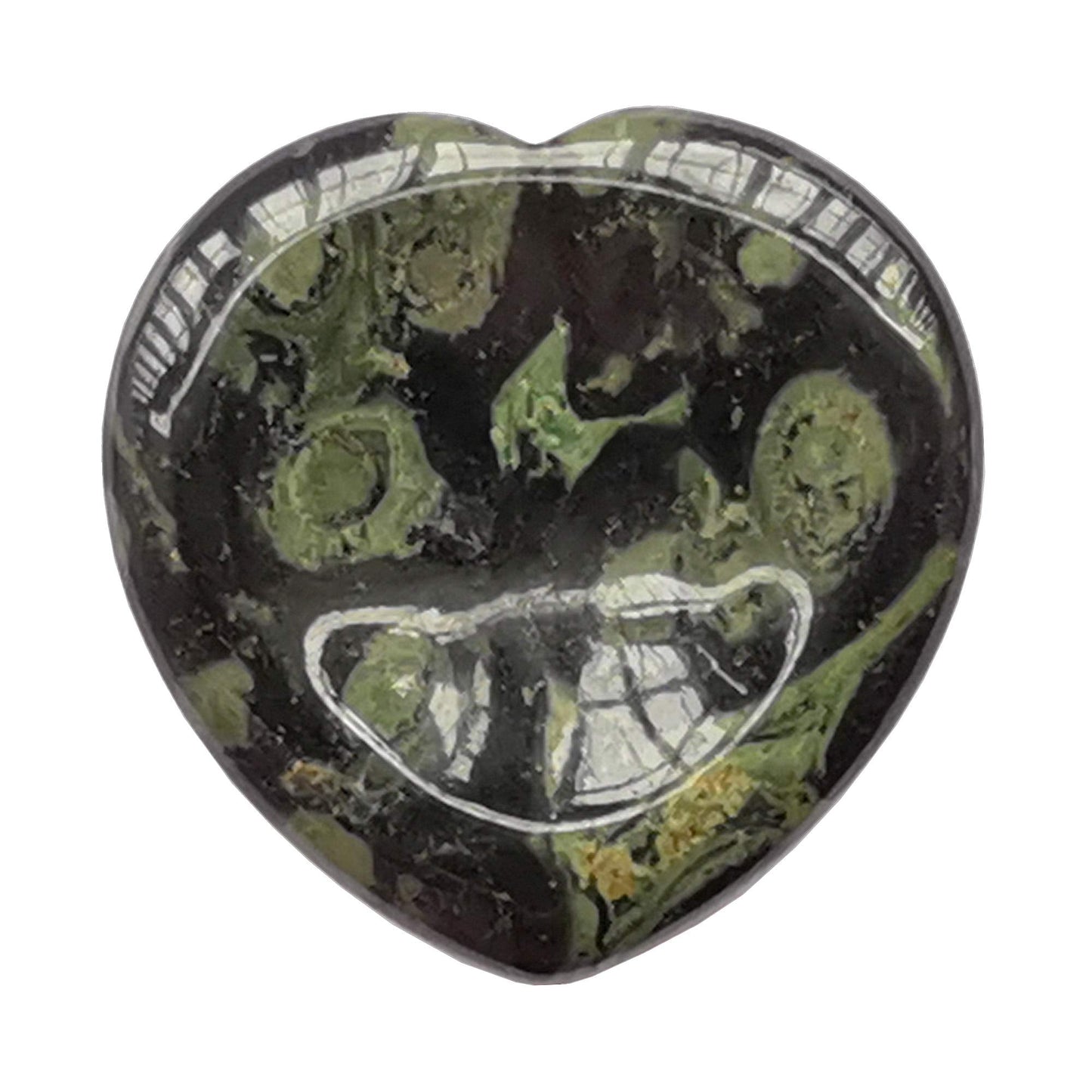 Bacatgem Natural Kambaba Jasper Heart Chakra Thumb Worry Stone,Hand Carved Healing Crystal Shaped Stone for Anxiety Stress Relief Meditation