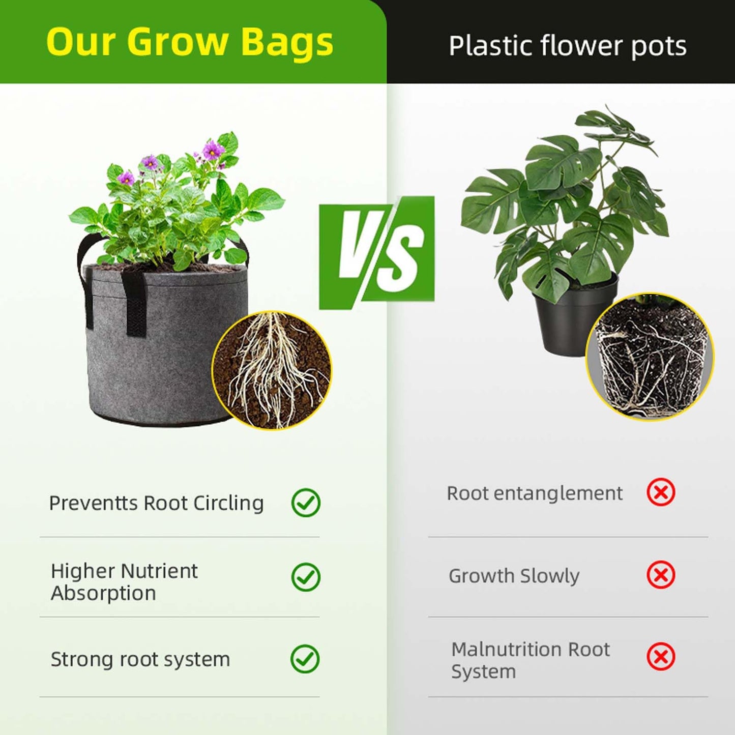MGMGART 5 Pack 10 Gallon Grow Bags Heavy Duty Non-Woven Thickened 350G Fabric Planter Pots for Outdoor Plants, Garden Planting Containers with Reinforced Handles, Potato Tomato Vegetable Flower Pots