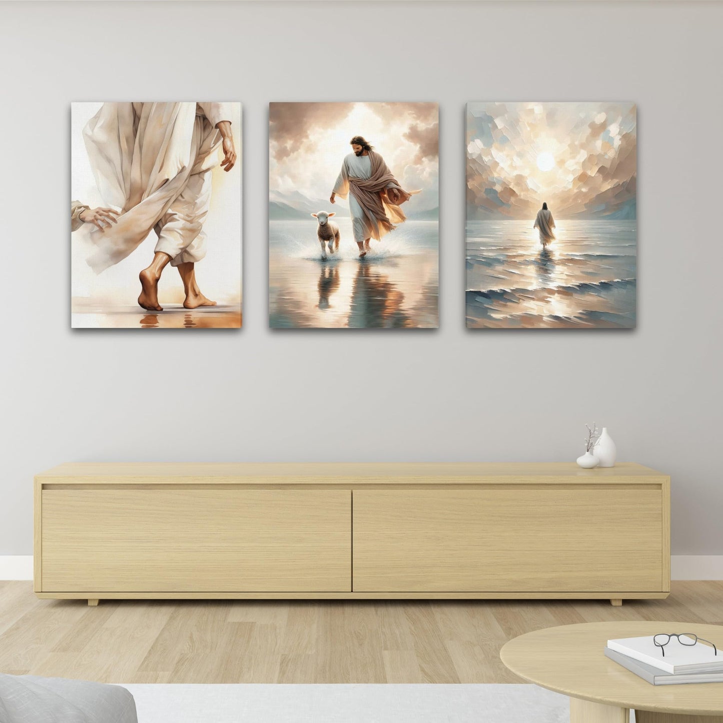 3 Pcs Christian Wall Art Jesus Decor Christ Religion Canvas Wall Decor Jesus Art Pictures Posters Prints Religious Paintings Room Decor for Church Prayer Room Christian Schools Hospitals 12'' x 16''