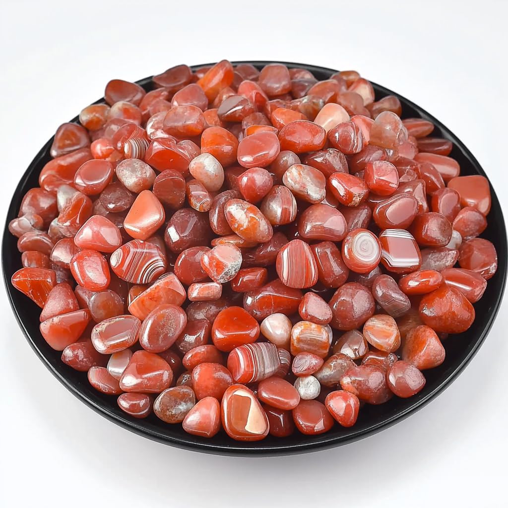 SigMntun Polished Carnelian Crystal Chips 200 Pcs - 0.3" 10 oz Tumbled Stone Chips Crushed Sea Glass Stones Healing Reiki Crystal Making Home Decoration