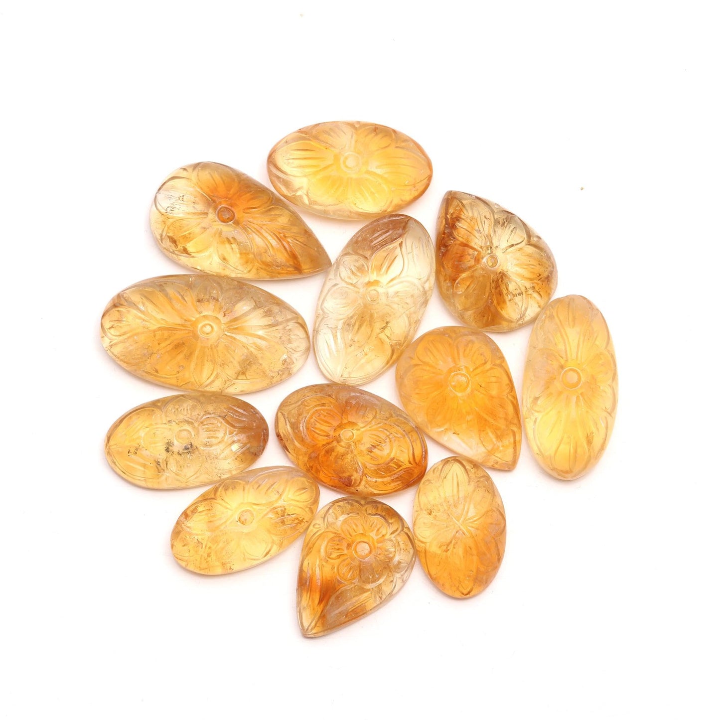 TGH Natural Citrine Gemstones Carving Wholesale Cabochons Lot, Jewelry Making Loose Gemstone, Polished Gems, DIY, Wire Wrapping, Reiki, Wikka, Healing Crystals, Bulk Gemstone Deal, Pack Of 3