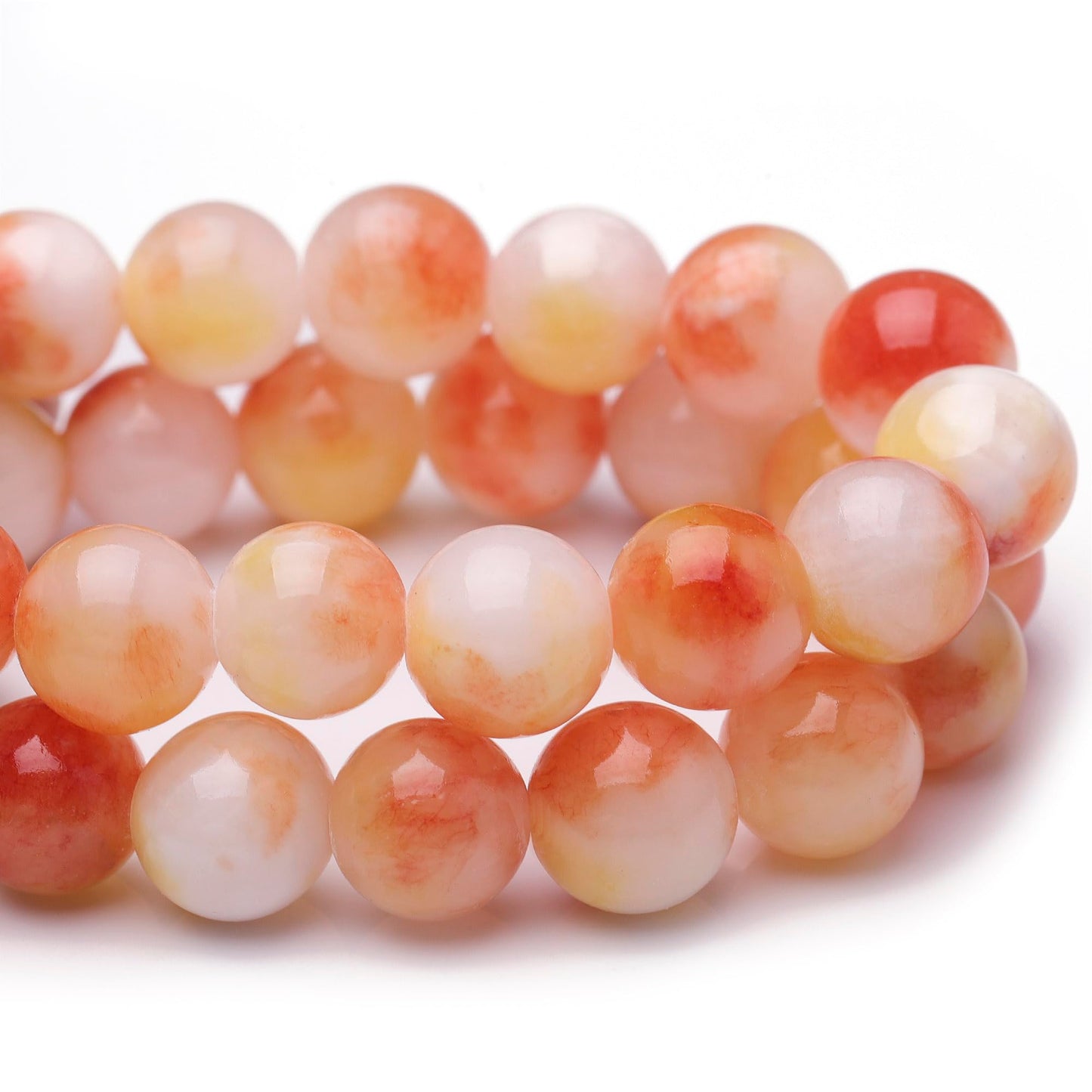 Chicager Natural Stone Beads for Jewelry Making,8mm Orange Jade Polished Smooth Round Gemstone Beads for Bracelet Necklace 15 Inch
