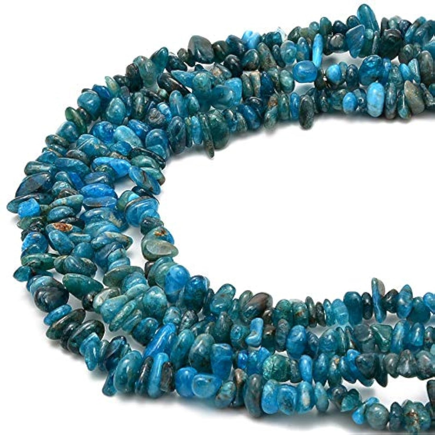 PLTbeads Gemstone Chips Natural Blue Apatite 3-5mm Healing Crystals Waist Bracelets Necklace Kit Irregular Stone DIY Crafts Design Jewelry Making Approxi 32 inch