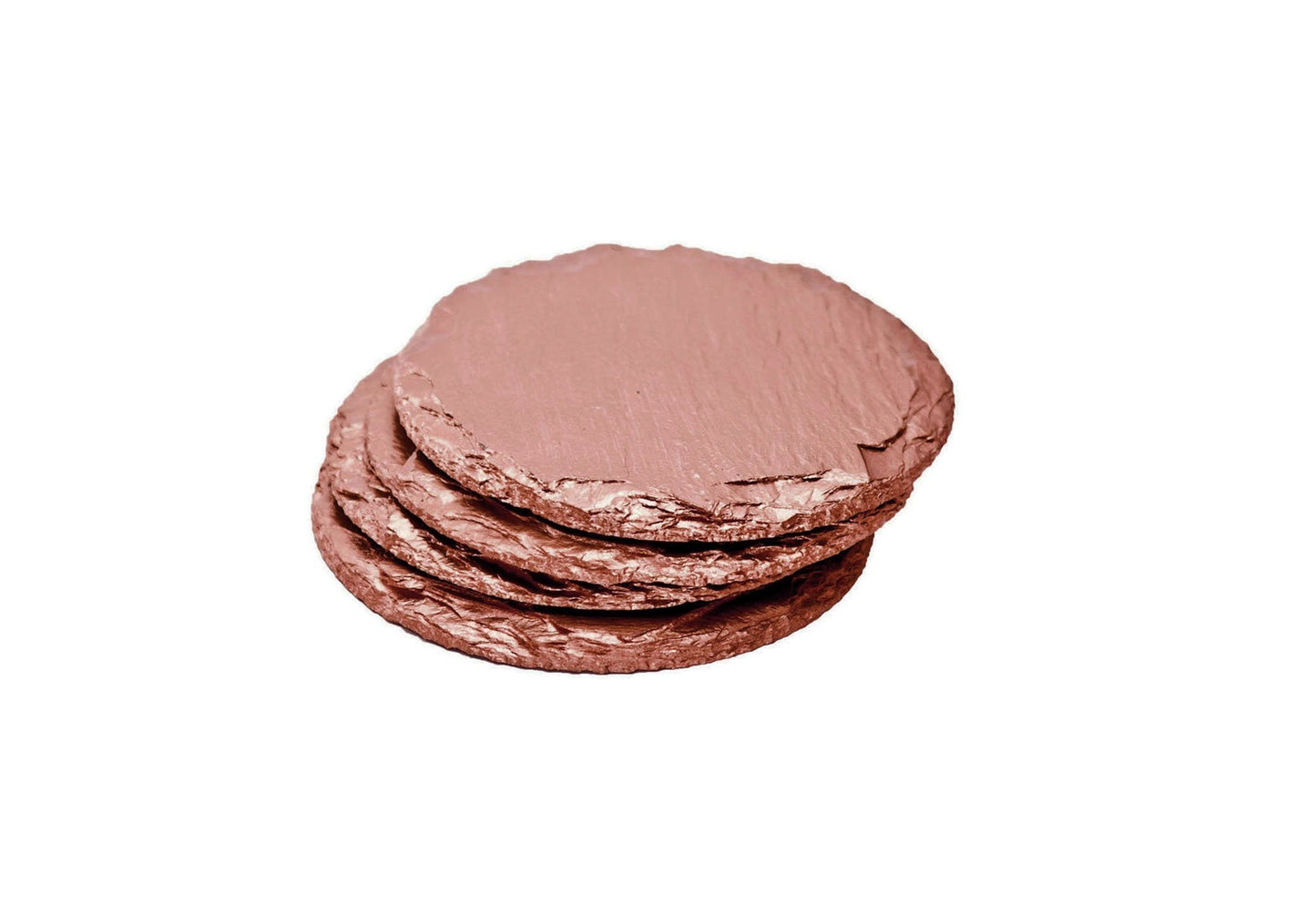 Renee Redesigns Handmade Rose Gold Slate Stone Coasters For Drinks | Protect Your Elegant Surfaces From Drink Rings and Spills | Unique 4-Piece Holiday Gift Set, Round - 4 x 4 inches