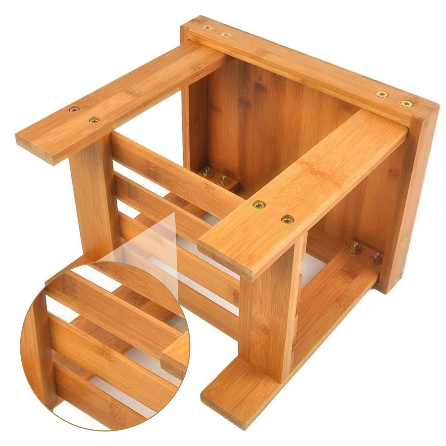 STARVAST Bamboo Shower Stool Small Wood Shower Bench 10 inch Wooden Stool Seat Foot Rest Ideal for for Small Spaces Bathroom Bedside Inside Shower Entryway Shoe Spa Bench