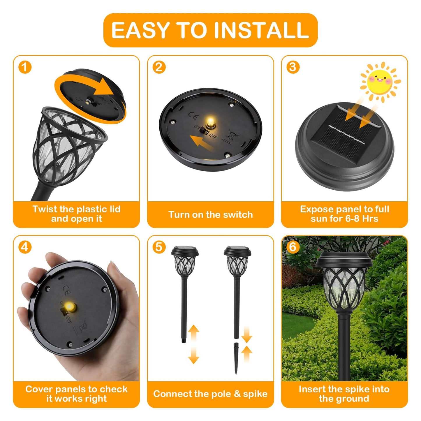 ruhotili Solar Lights Outdoor 8 Pack Solar Garden Lights Waterproof IP65 Solar Landscape Lights Solar Pathway Lights for Patio, Yard, Driveway Decoration (Warm White