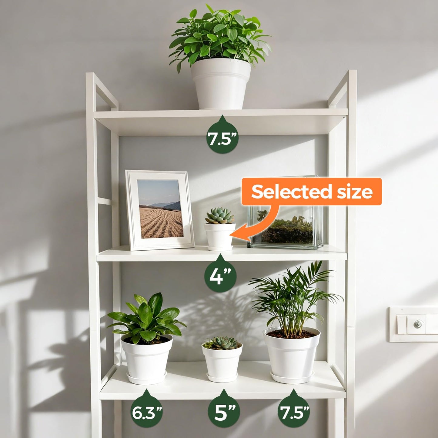 T4U 4 Inch Plant Pots 8-Pack, Small Flower Pots with Drainage Hole and Saucer, Decorative Nursery Pot Bulk for African Violet, Snake Plant, Succulent, Herb and Plants Indoor (8 Pcs 4" Pots, White)