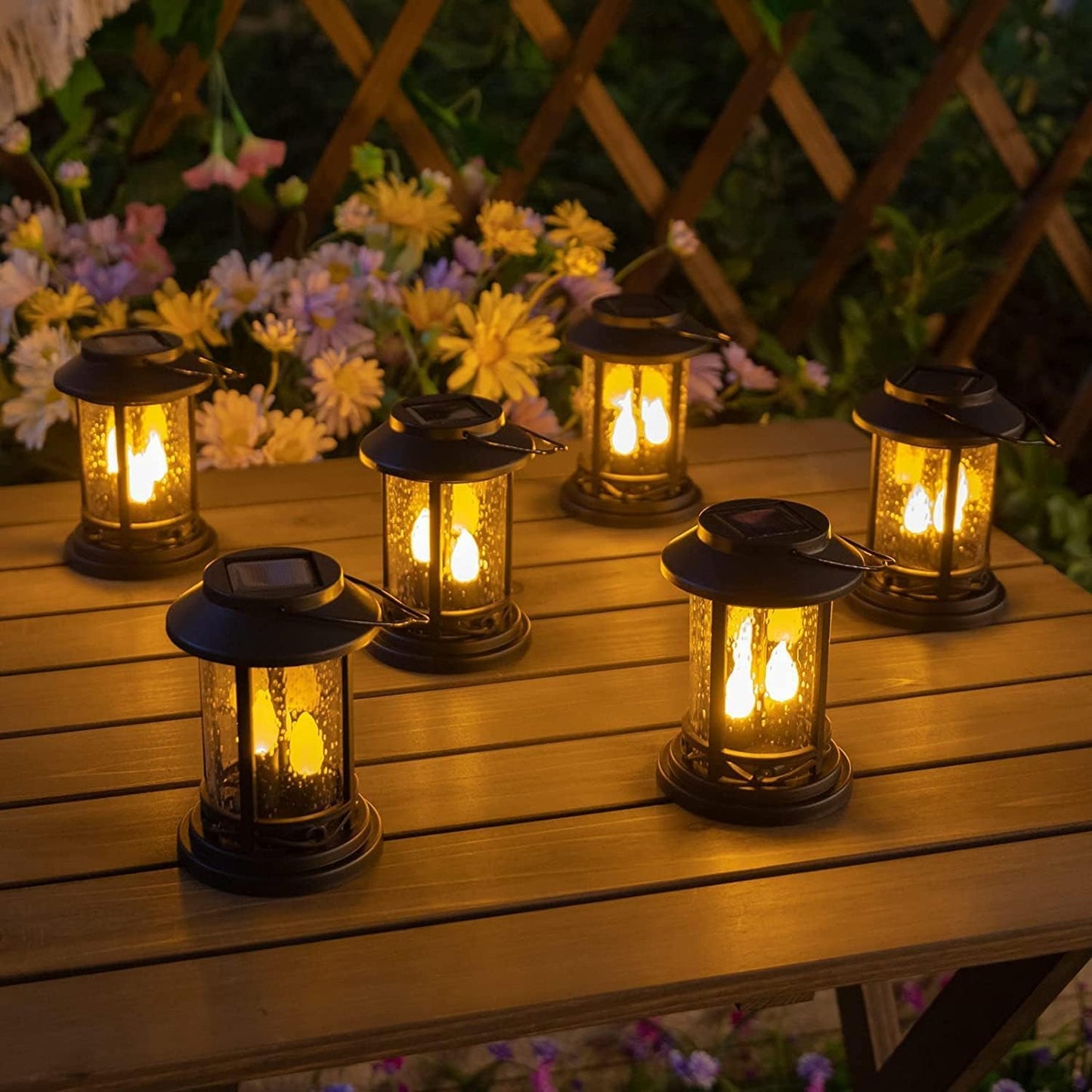 Beautyard 6 Packs Outdoor Solar Candles Lights Flickering Decorative Lantern Stake Lighting for Garden, Backyard, Lawn, Pathway, Patio Accessories and Decor ( Small 6 Pack , Black )…