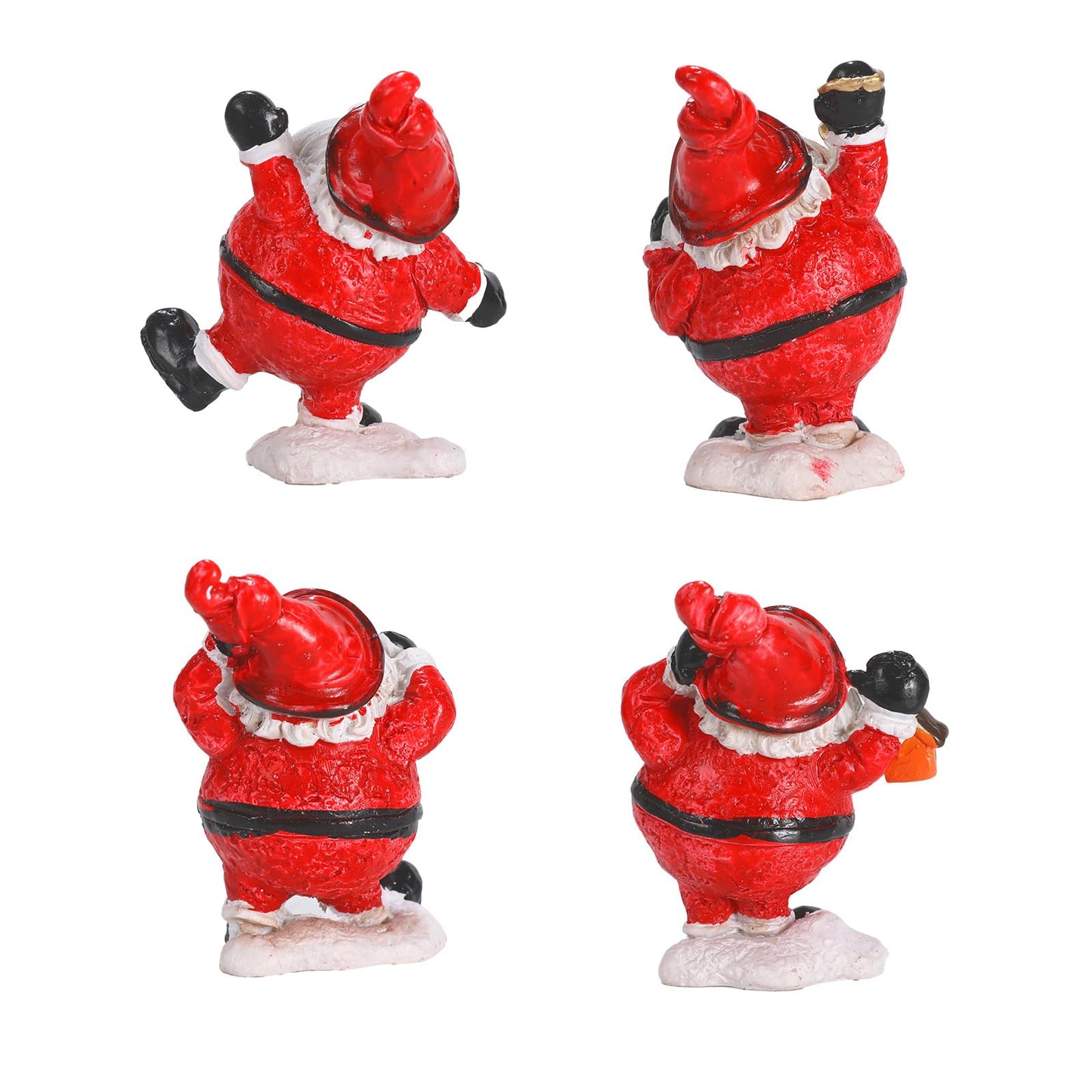 4 PCS Santa Claus Christmas Figurines, Mini Statue Ornaments Christmas Miniature Ornament Resin Santa Figurines for Xmas Tabletop Decoration Party Supplies (Santa Claus Set)
