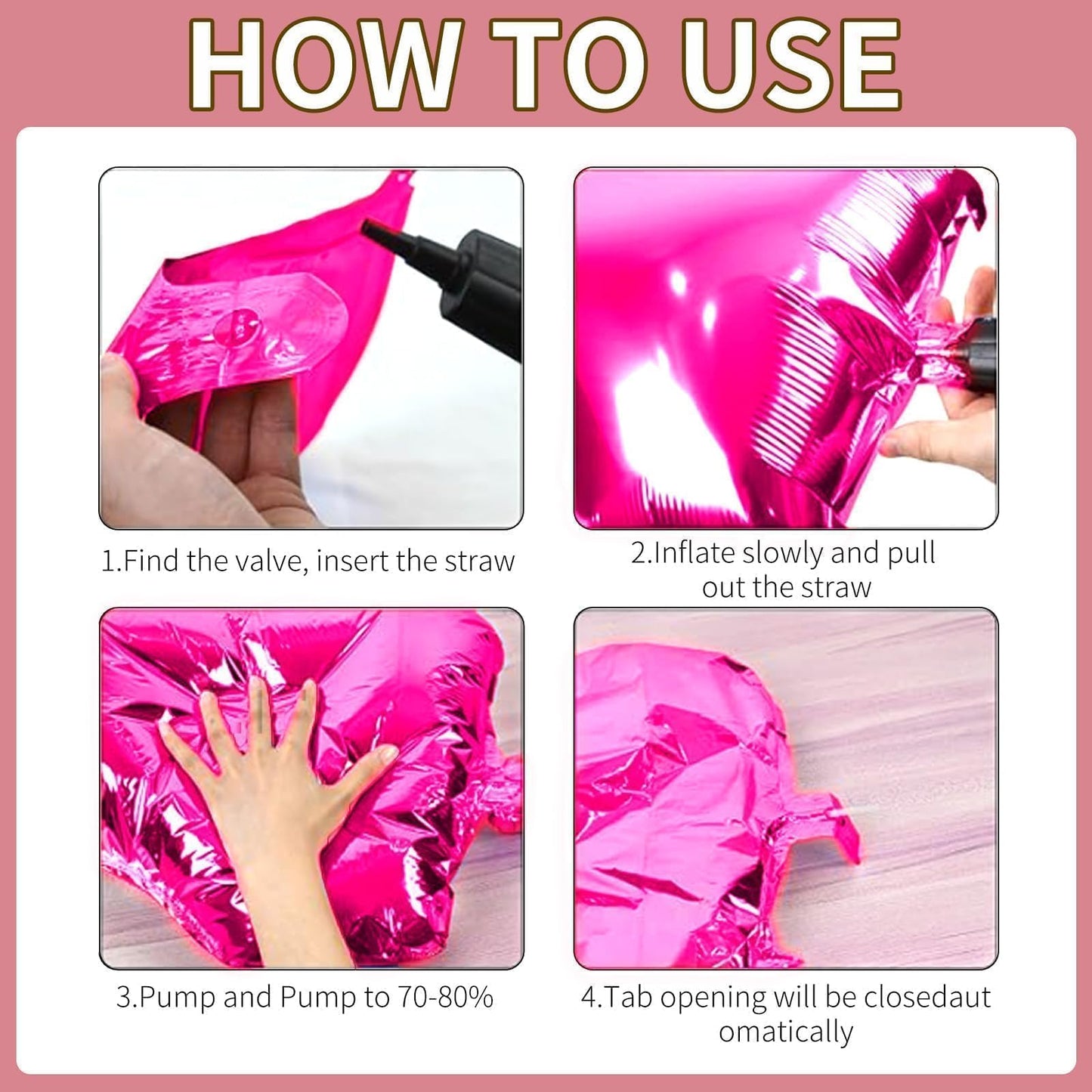 Hot Pink and Rose Double Sided Square Foil Balloons Wall,19 Inches Pink Metallic Foil Balloons Tunnel Arch Kit for Girls Bachelorette,Wedding,Anniversary,Mothers Day Party Background Decorations