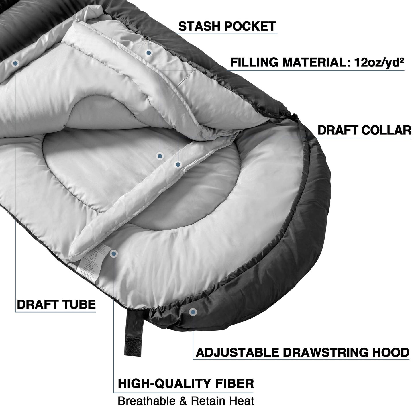 Atarashi 3-4 Season Sleeping Bag for Adults - Light Warm Extra-Large with Compression Sack- Great for Camping, Hiking, Backpacking & Outdoor Adventures