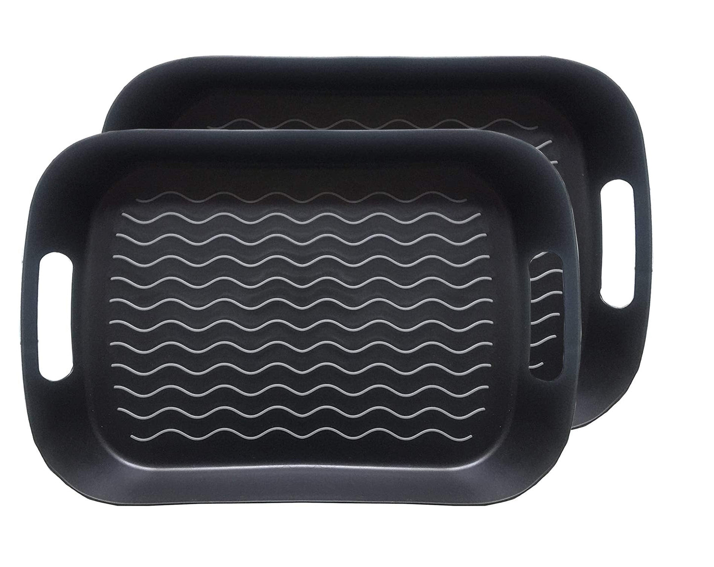 Hawkie Business Serving Tray with Handles 2 Pack (2 Pack Black)