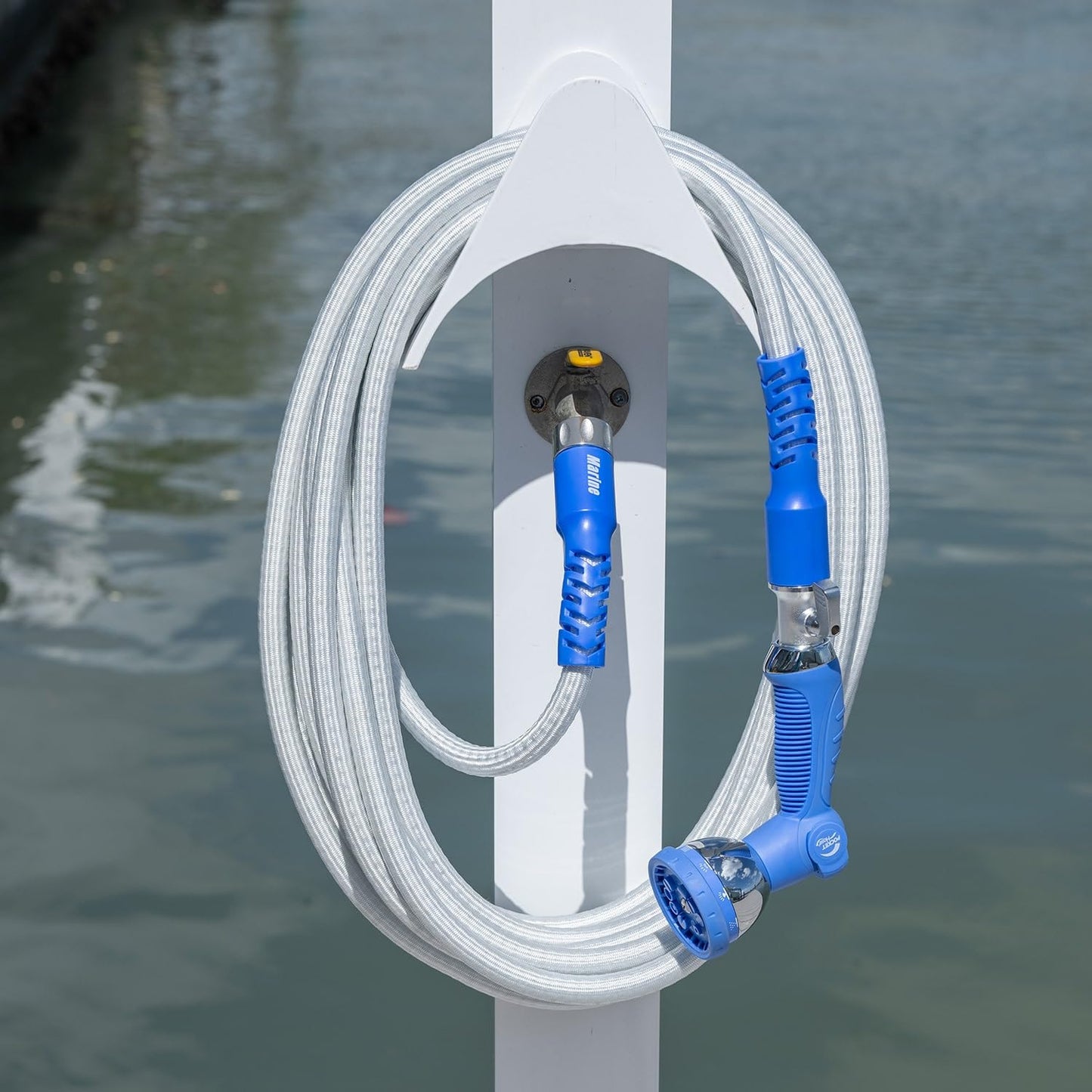 Pocket Hose 50 ft Expandable Garden Hose for Marine & RV Use – Drinking Water Safe & Lead-Free, 3/4” Lightweight No-Kink Hose with On/Off Valve, 10-Pattern Sprayer & Storage Bag