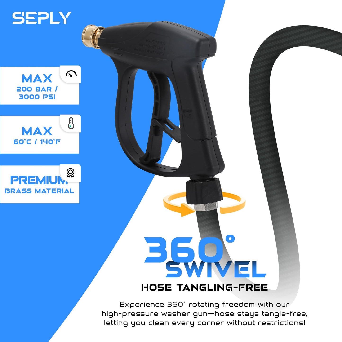 Sewer Jetter Kit for Pressure Washer 50 FT, Drain Cleaner Hose with Power Washer Gun, 1/4 Inch NPT Corner, Rotating and Button Nose Sewer Jetting Nozzle,Waterproof Tape, Pearl Corsage Pin, Spanner
