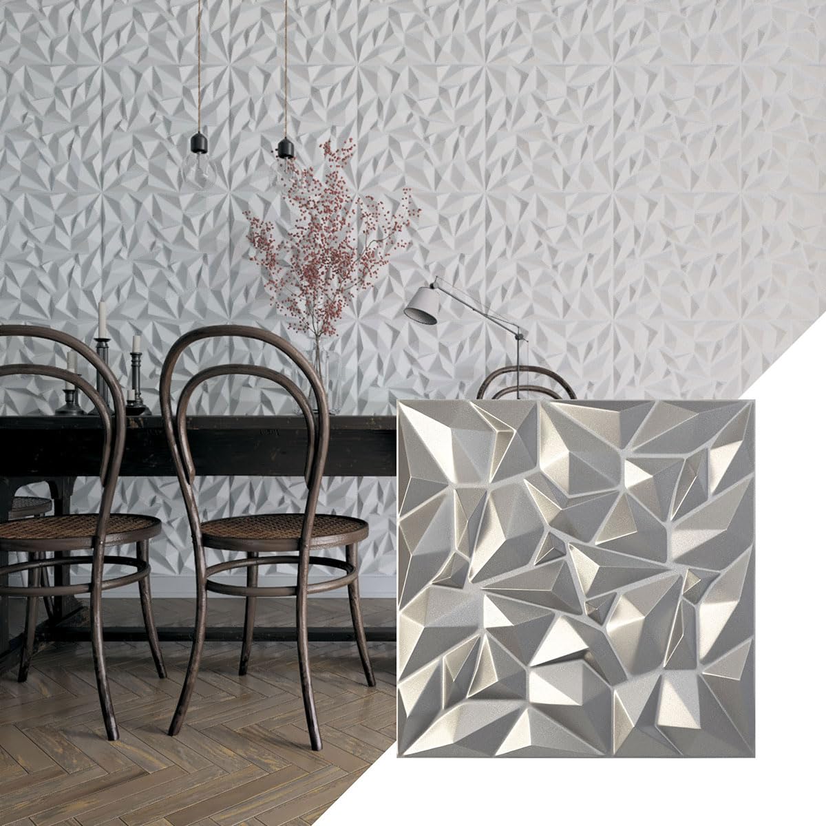 Ekena Millwork 19 5/8"W x 19 5/8"H Leto EnduraWall Decorative 3D Wall Panel, Dark Steel (Covers 2.67 Sq. Ft.