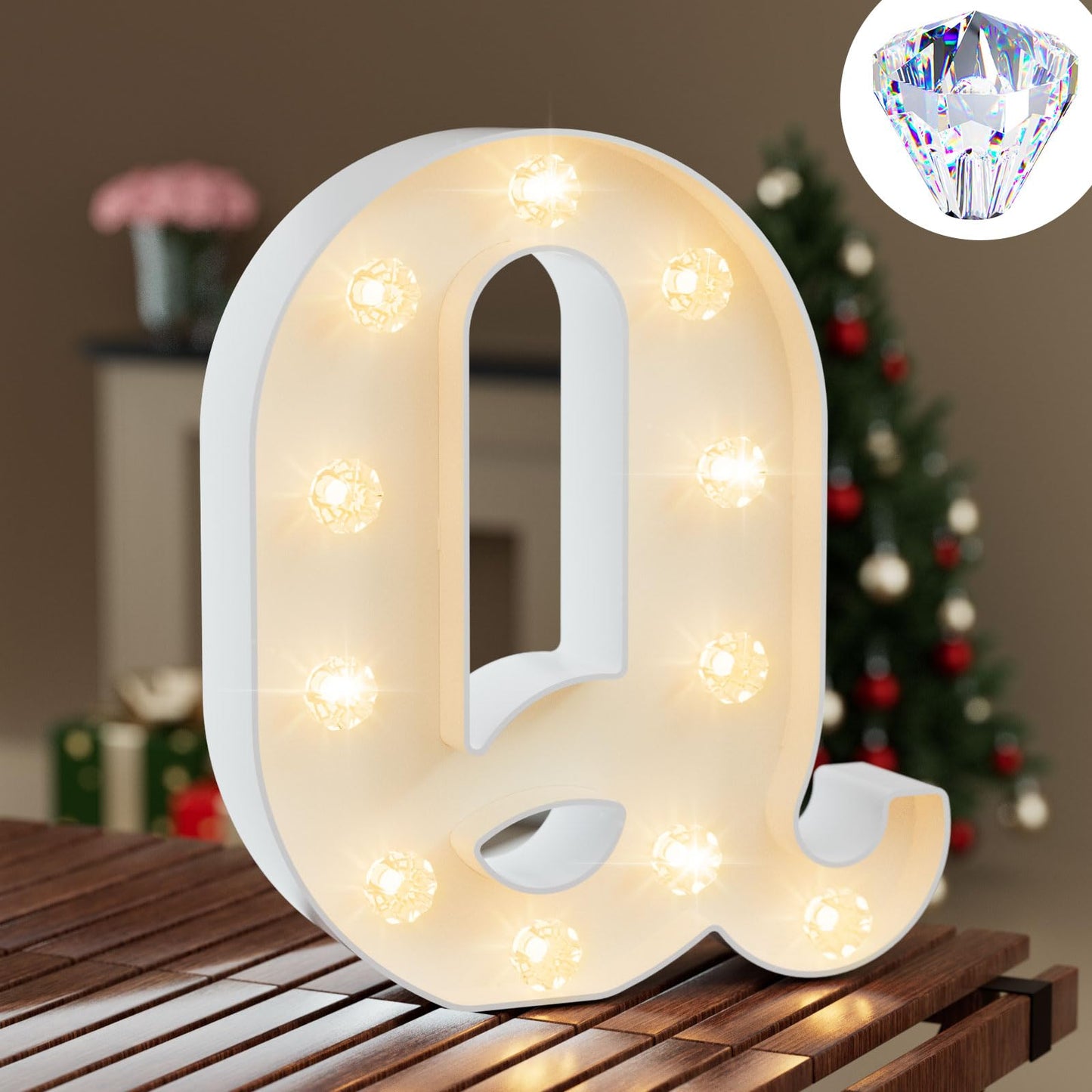 Light Up Letters, LED Letter Lights 26 Alphabet, Diamond Bulb Marquee Light Up Letters, Lighted Letter Sign Night Light for Home Party Wedding Birthday Graduation Decor-Q